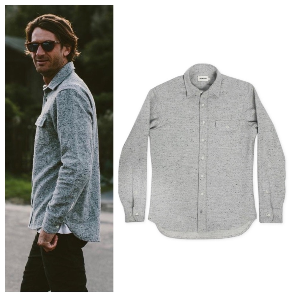 Taylor Stitch The Sundown Button-Down Shirt Nubby Speckled Gray Donegal